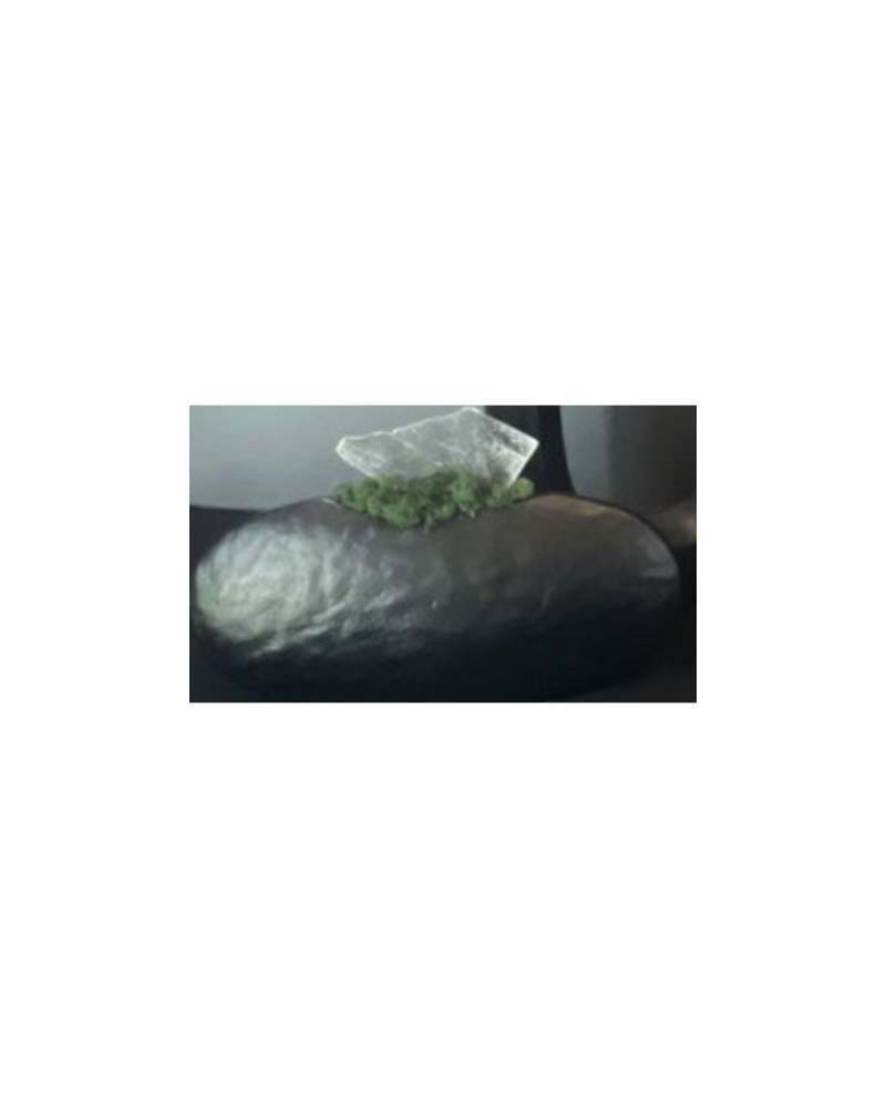 Black oblong Floral Vase with Crystal
