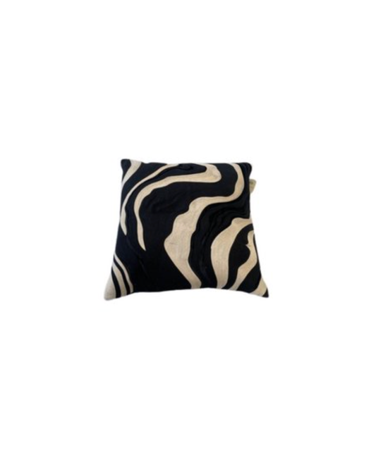 24x24 Black Velvet w/ Modern Sand & Black Dori Embroidery