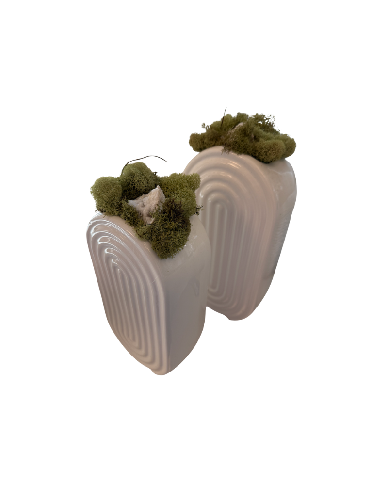 Oval Ridged Vase Floral Set of 2