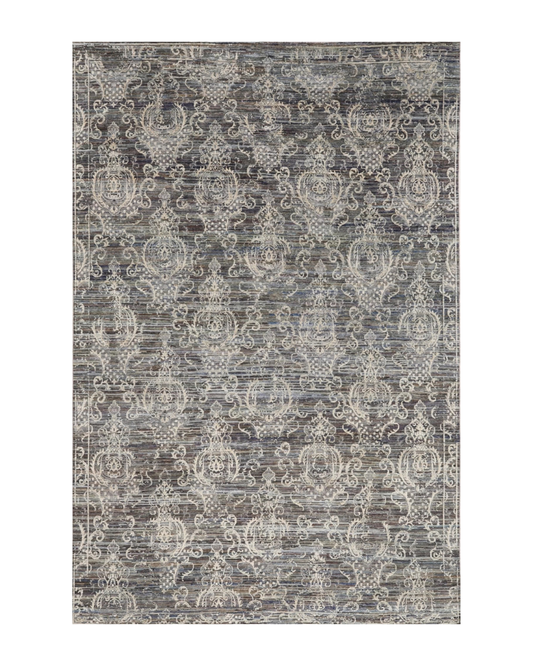 Distressed Ornamental Rug – Charcoal / Ivory